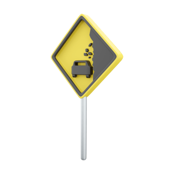 3D render icon Landslide, Caution falling rocks. 3d render falling rocks road sign icon. png