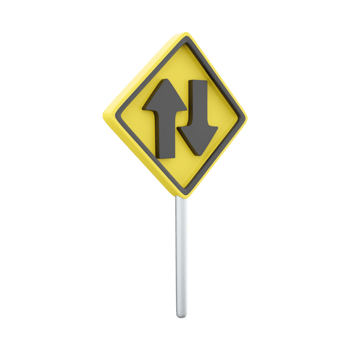 3d render icon two way traffic sign. U S. Two-way traffic sign 3d render cartoon icon on white background. png