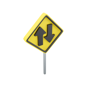 3d render icon two way traffic sign. U S. Two-way traffic sign 3d render cartoon icon on white background. png