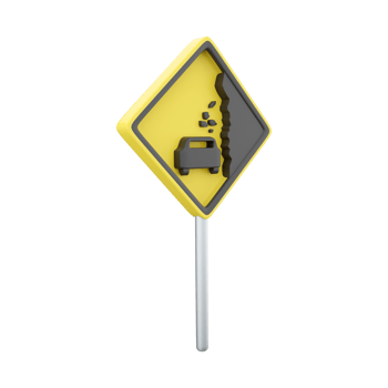 3D render icon Landslide, Caution falling rocks. 3d render falling rocks road sign icon. png