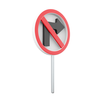 3d render No Right Turn Road Sign.3d rendering No Right Turn Road Sign cartoon icon. png