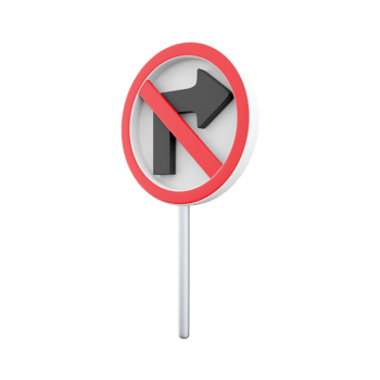 3d render No Right Turn Road Sign.3d rendering No Right Turn Road Sign cartoon icon. png
