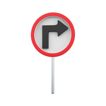 3d render Turn Right Traffic Road Sign. 3d rendering Turn Right Traffic Road Sign, cartoon icon. png