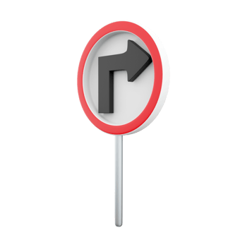 3d render Turn Right Traffic Road Sign. 3d rendering Turn Right Traffic Road Sign, cartoon icon. png