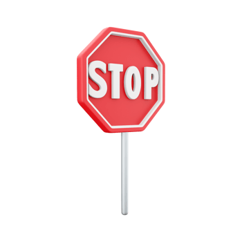 3d render red stop sign. The concept of warning. 3D render stop sign cartoon icon. png