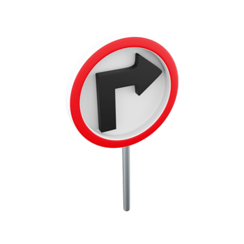 3d render Turn Right Traffic Road Sign. 3d rendering Turn Right Traffic Road Sign, cartoon icon. png