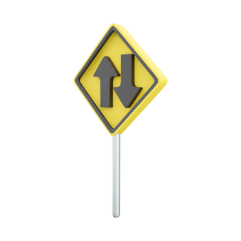 3d render icon two way traffic sign. U S. Two-way traffic sign 3d render cartoon icon on white background. png