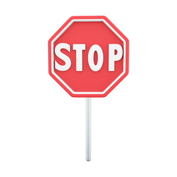 3d render red stop sign. The concept of warning. 3D render stop sign cartoon icon. png