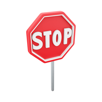 3d render red stop sign. The concept of warning. 3D render stop sign cartoon icon. png