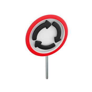 3d render Roundabout Circulation sign line icon. roundabout road. Roundabout sign flat icon. 3d rendering cartoon Circular motion road sign icon. png