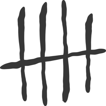 Tally marks. Counting sign on the walls of the prison. Notches for marking the days png