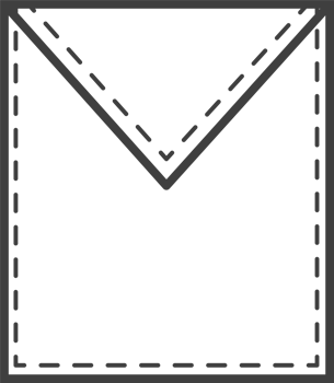 Denim pocket patch. Outline element for uniform or casual style clothes, dresses and shirts. Line illustration png