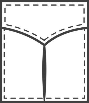 Denim pocket patch. Outline element for uniform or casual style clothes, dresses and shirts. Line illustration png