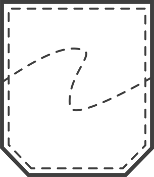 Denim pocket patch. Outline element for uniform or casual style clothes, dresses and shirts. Line illustration png