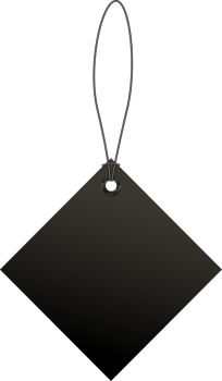 Black price or luggage tag of vintage shape with rope png