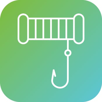 Fishing Line and Hook Vector Icon Style