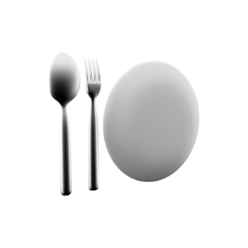 3d rendering board. 3d render of plate, spoon and fork on. 3d render of plate, spoon, fork, icon png