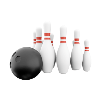 3d render bowling, white skittles. 3d render leisure game. 3d render bowling icon. png