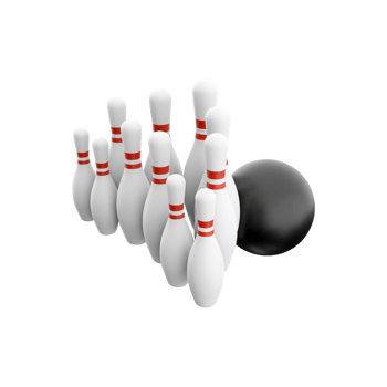 3d render bowling, white skittles. 3d render leisure game. 3d render bowling icon. png