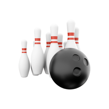 3d render bowling, white skittles. 3d render leisure game. 3d render bowling icon. png