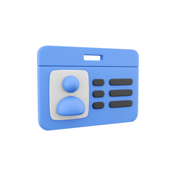 3d render Identity verification card icon. 3d render id card icon illustration isolated on white background png