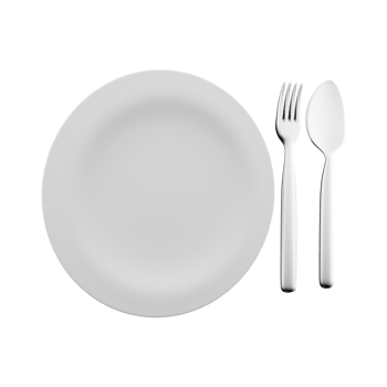 3d rendering board. 3d render of plate, spoon and fork on a white background. 3d render of plate, spoon, fork, icon png