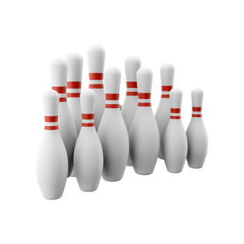 3d render bowling, white skittles. 3d render leisure game. 3d render bowling icon. png