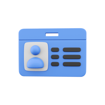 3d render Identity verification card icon. 3d render id card icon illustration isolated on white background png