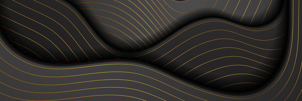 Black corporate wavy banner with golden lines vector