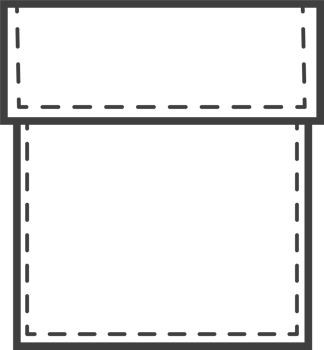 Denim pocket patch. Outline element for uniform or casual style clothes, dresses and shirts. Line illustration png