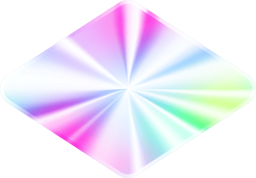 Holographic sticker. Rainbow label gradient stamp. Metal texture badge. Iridescent rainbow foil in rhombus shape. Neon emblem png