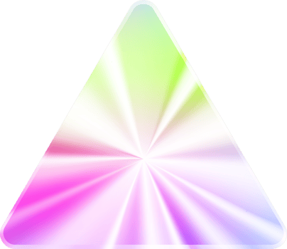 Holographic sticker. Rainbow label gradient stamp. Metal texture badge. Iridescent rainbow foil in triangle shape. Neon emblem png