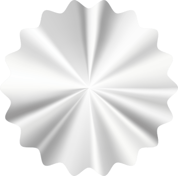 Silver gradient sticker with metal texture. Chrome badge in star shape. Logo for original products. Emblem illustration png