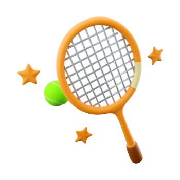 3d rendering tennis racket and ball icon. 3d render sports game with a small ball and racket icon. png