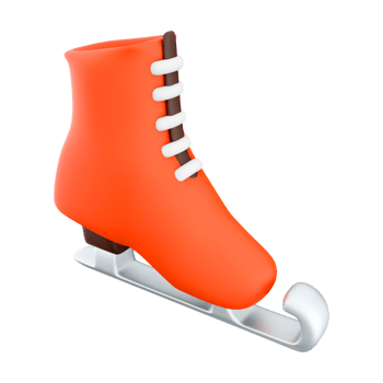 3d rendering red ice skates icon. 3d render Narrow steel skids attached to ice skating shoes icon. png