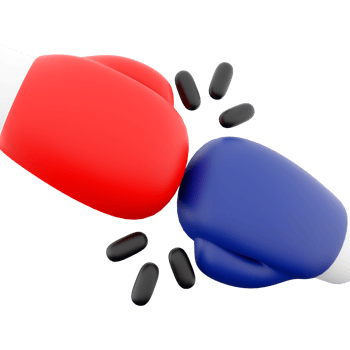 3d rendering boxing gloves hit each other icon. 3d render boxing competition icon. Boxing gloves. png