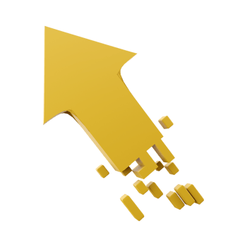 3d rendering golden arrow rises up icon. 3d render yellow arrow grow up icon. Golden arrow rises up. png