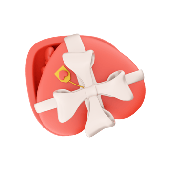 3d rendering red heart gift box with small hearts icon. 3d render box gift icon. Red heart gift box. png