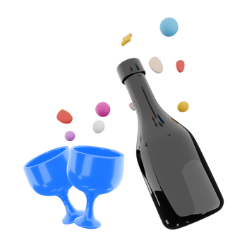 3d rendering glasses and wine with hearts around icon. 3d render valentine day symbol icon. Glasses and wine with hearts around. png