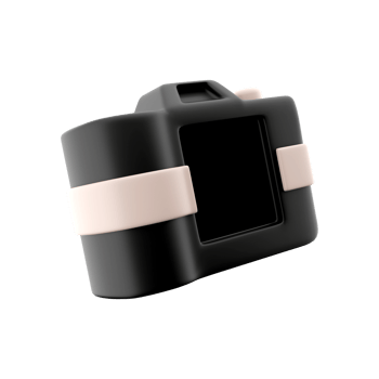 3d rendering photocamera with lens and button icon. 3d render black camera with botton icon. Photocamera with lens and button. png