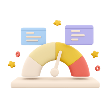 3d rendering arrow point scale speedometer icon. 3d render icon performance, pointer rating risk levels, meter, notifications on white background. Arrow point scale speedometer. png