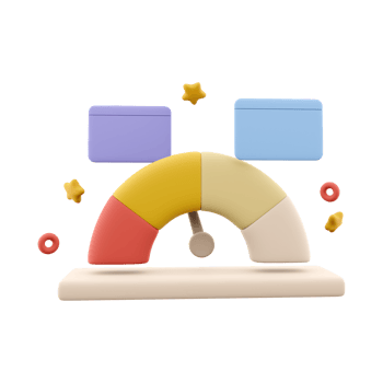 3d rendering arrow point scale speedometer icon. 3d render icon performance, pointer rating risk levels, meter, notifications on white background. Arrow point scale speedometer. png
