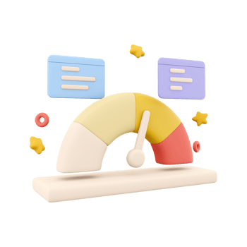 3d rendering arrow point scale speedometer icon. 3d render icon performance, pointer rating risk levels, meter, notifications on white background. Arrow point scale speedometer. png