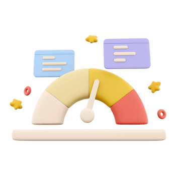 3d rendering arrow point scale speedometer icon. 3d render icon performance, pointer rating risk levels, meter, notifications on white background. Arrow point scale speedometer. png