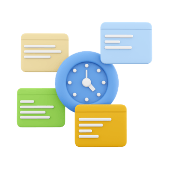 3d rendering clock and notifications icon. 3d render alarm clock and chat box icon. Clock and notifications. png
