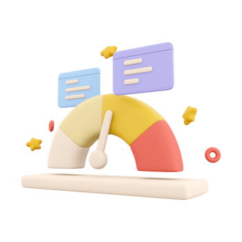 3d rendering arrow point scale speedometer icon. 3d render icon performance, pointer rating risk levels, meter, notifications on white background. Arrow point scale speedometer. png