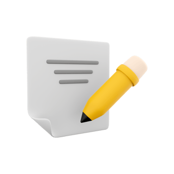 3d rendering clipboard and pencil icon. 3d render writing rext with pencil on clipboard icon. Clipboard and pencil. png