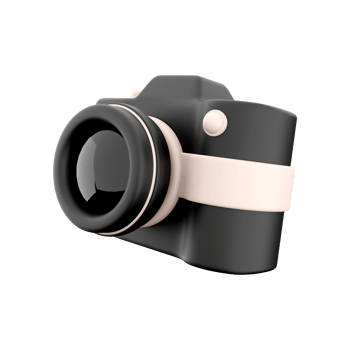 3d rendering photocamera with lens and button icon. 3d render black camera with botton icon. Photocamera with lens and button. png
