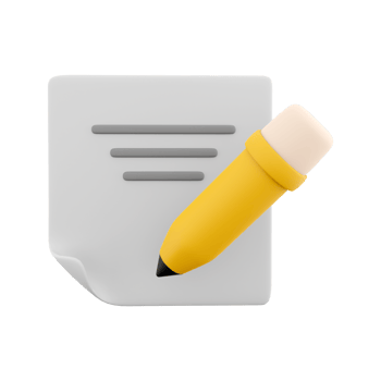3d rendering clipboard and pencil icon. 3d render writing rext with pencil on clipboard icon. Clipboard and pencil. png