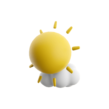 3d rendering sun ahead of the clouds icon. 3d render weather sun cloud icon. sun ahead of the clouds. png
